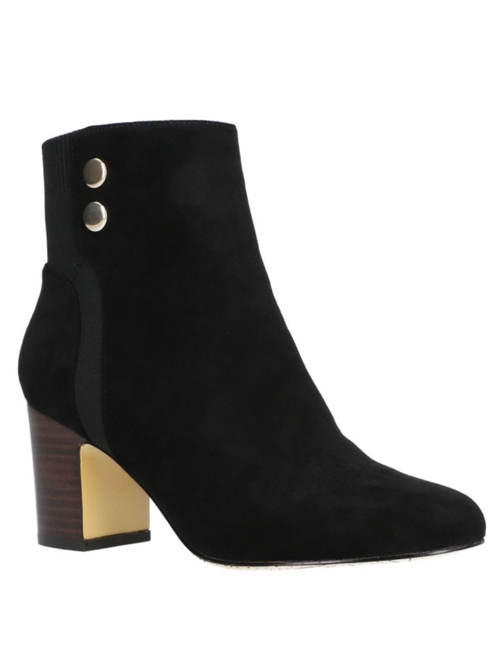 Bella Vita Black Jive Booties- Mixed Material Studded- Block Heel Boots- Size 9